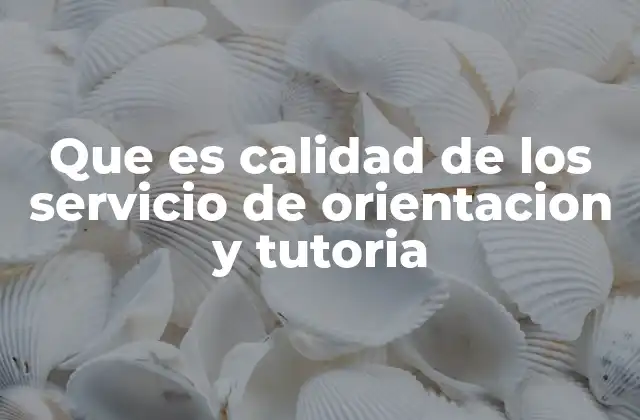 Que es Calidad de los Servicio de Orientacion y Tutoria