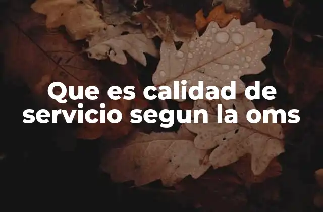 Que es Calidad de Servicio Segun la Oms 2 El papel de la OMS en la promoción de servicios de salud de calidad