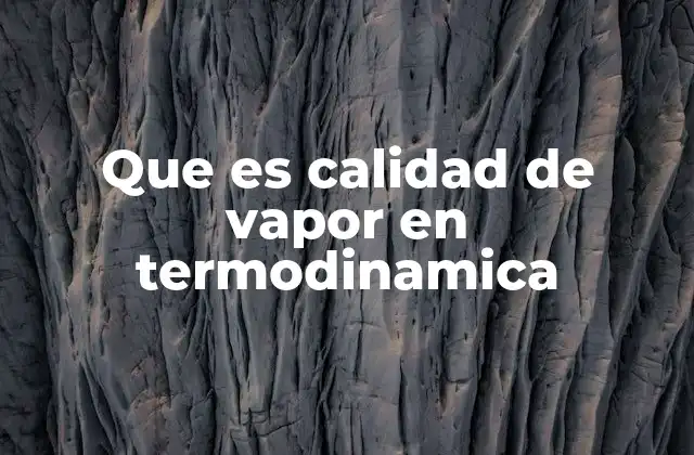 Que es Calidad de Vapor en Termodinamica