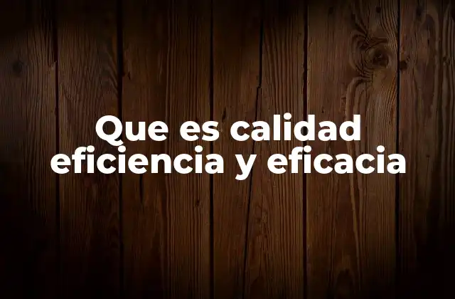 Que es Calidad Eficiencia y Eficacia