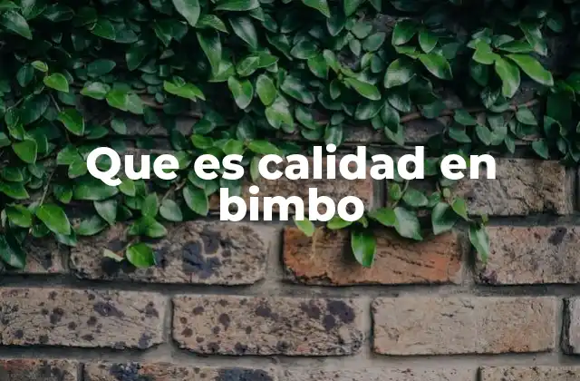 Que es Calidad en Bimbo