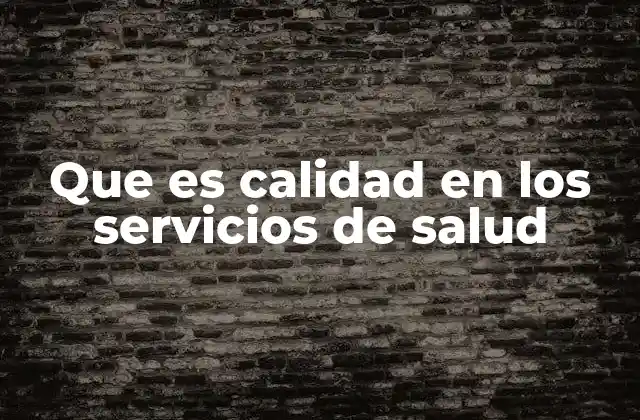 Que es Calidad en los Servicios de Salud