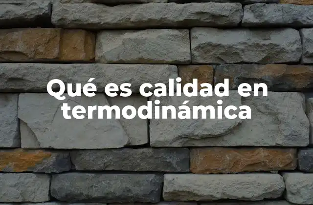 Qué es Calidad en Termodinámica