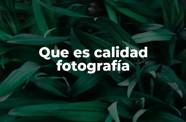 Que es Calidad Fotografía