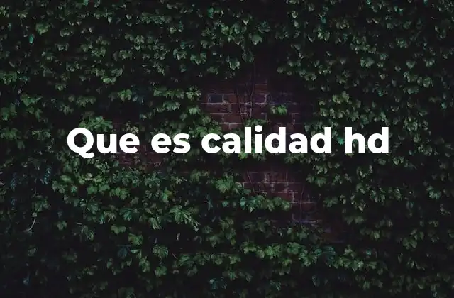 Que es Calidad Hd
