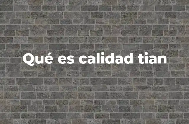 Qué es Calidad Tian