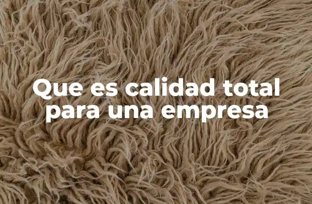 Que es Calidad Total para una Empresa