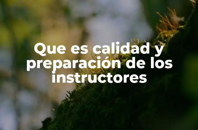 Que es Calidad y Preparación de los Instructores