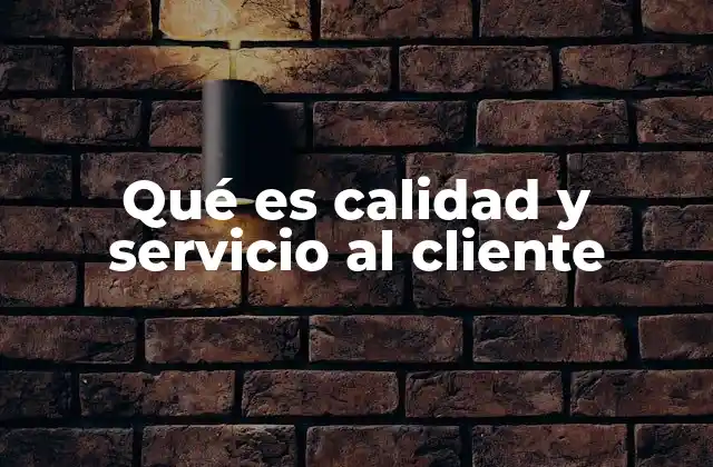 Qué es Calidad y Servicio Al Cliente