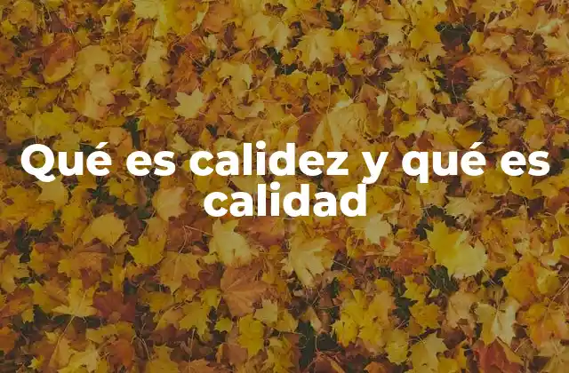 Qué es Calidez y Qué es Calidad