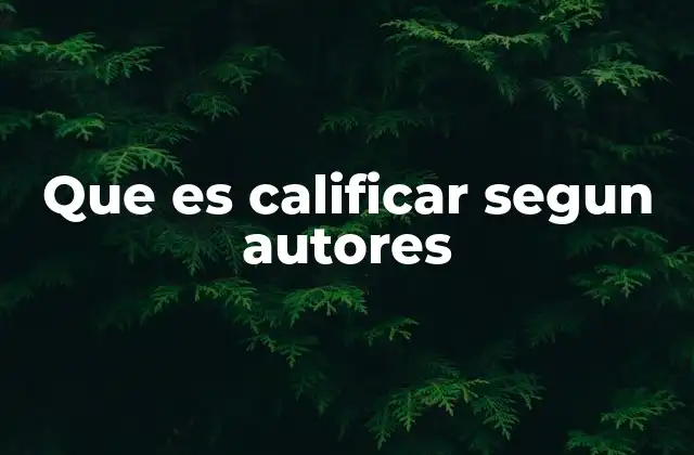 Que es Calificar Segun Autores