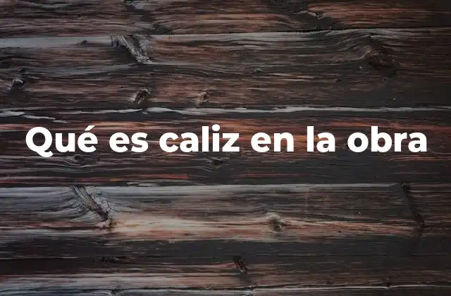 Qué es Caliz en la Obra