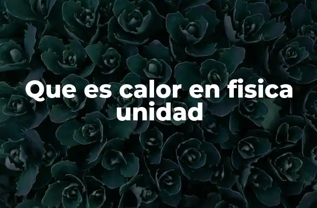 Que es Calor en Fisica Unidad