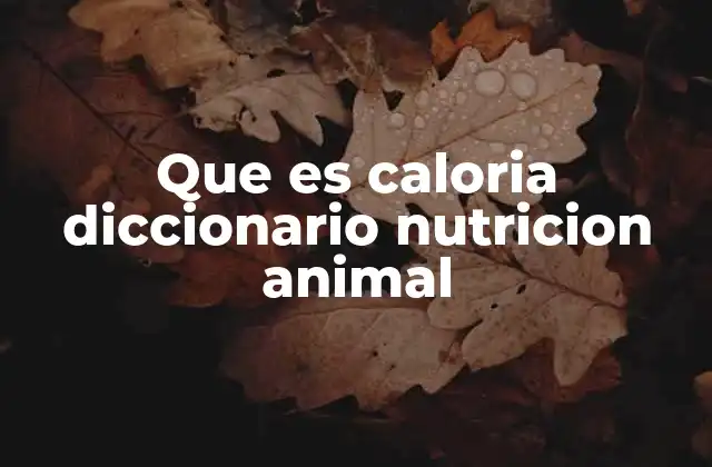 La caloria en la nutrición animal: un enfoque práctico