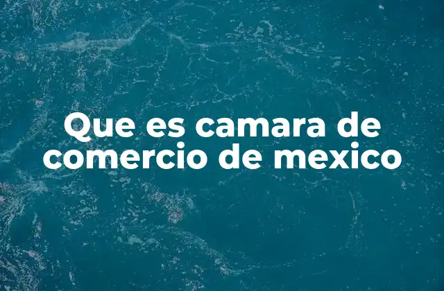 Que es Camara de Comercio de Mexico