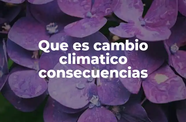Que es Cambio Climatico Consecuencias