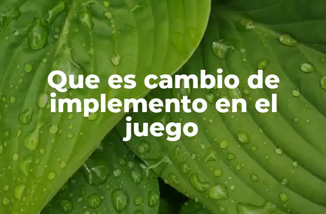 Que es Cambio de Implemento en el Juego