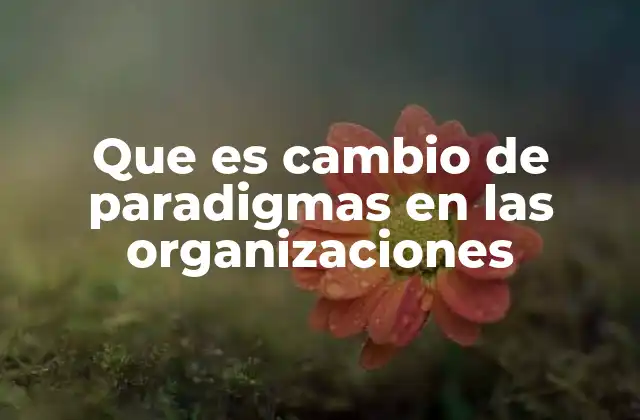 Que es Cambio de Paradigmas en las Organizaciones