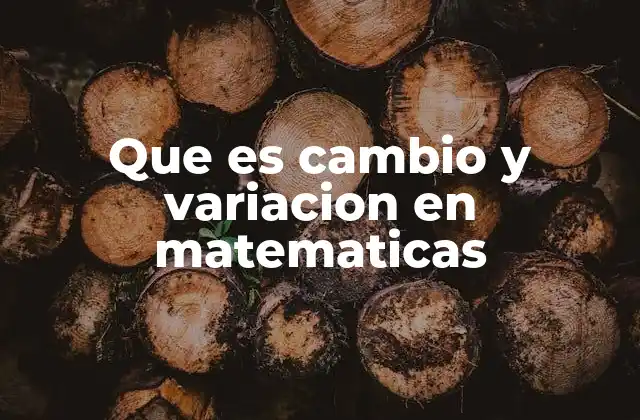 Que es Cambio y Variacion en Matematicas