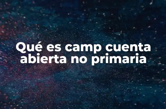 Qué es Camp Cuenta Abierta No Primaria