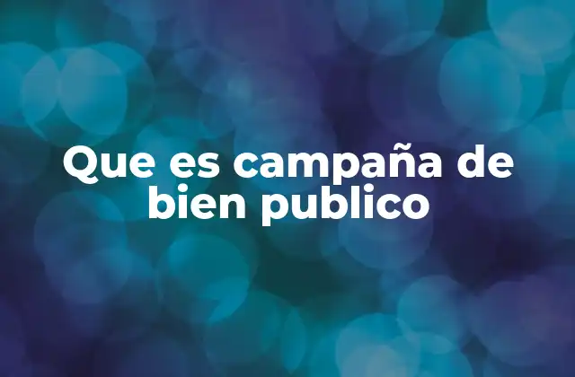 Que es Campaña de Bien Publico