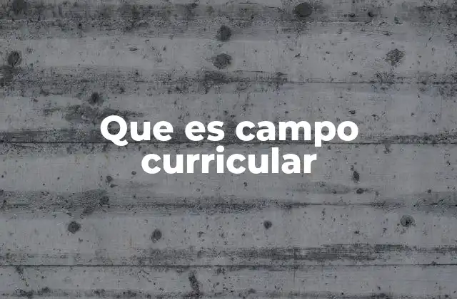 Que es Campo Curricular