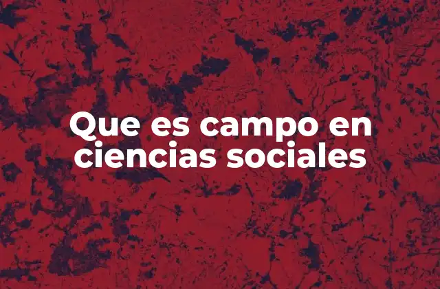Que es Campo en Ciencias Sociales