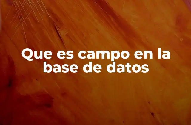 Que es Campo en la Base de Datos