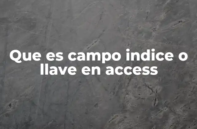 Que es Campo Indice o Llave en Access