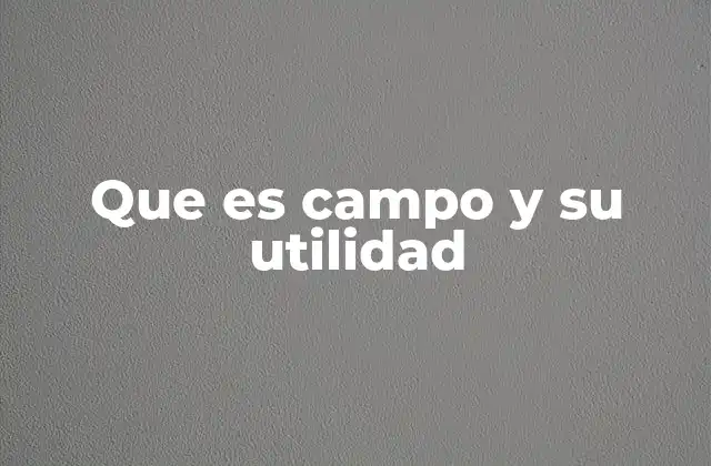 Que es Campo y Su Utilidad