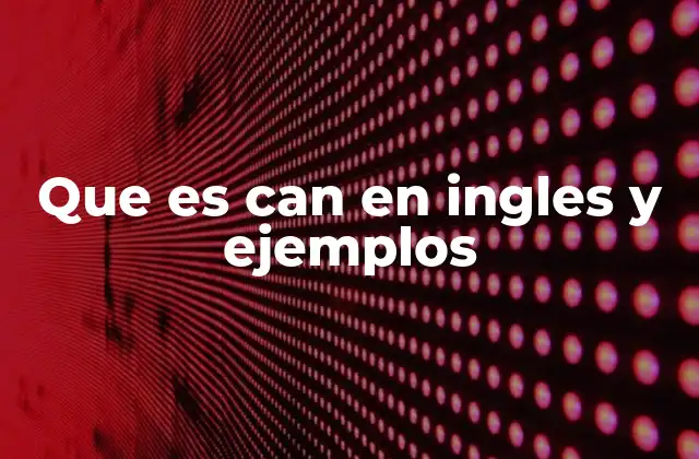 Que es Can en Ingles y Ejemplos
