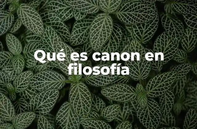 Qué es Canon en Filosofía