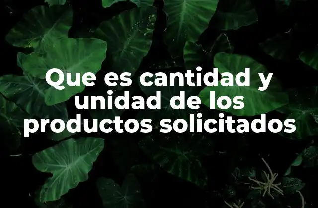 Que es Cantidad y Unidad de los Productos Solicitados