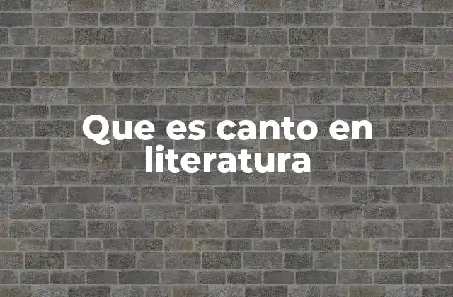 Que es Canto en Literatura