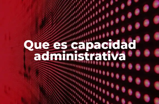Que es Capacidad Administrativa