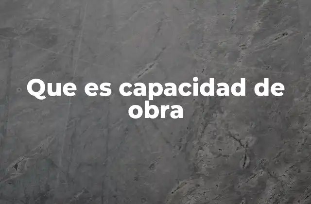 Que es Capacidad de Obra