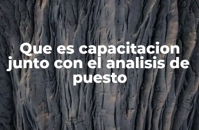 Que es Capacitacion Junto con el Analisis de Puesto