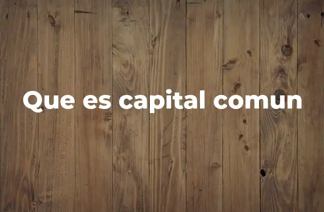 Que es Capital Comun