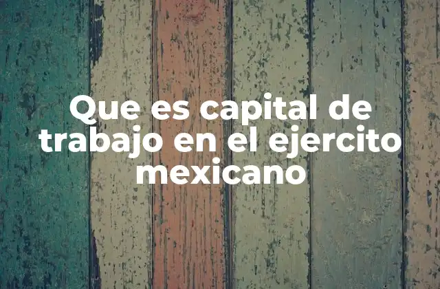 Que es Capital de Trabajo en el Ejercito Mexicano