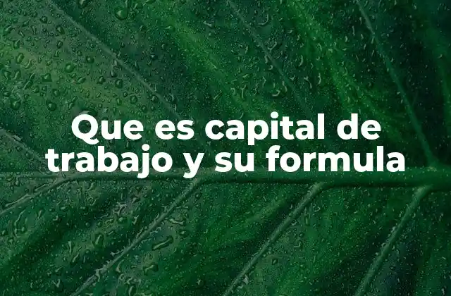 Que es Capital de Trabajo y Su Formula