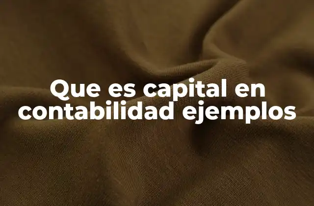 Que es Capital en Contabilidad Ejemplos