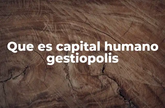 Que es Capital Humano Gestiopolis