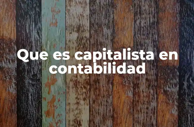 Que es Capitalista en Contabilidad