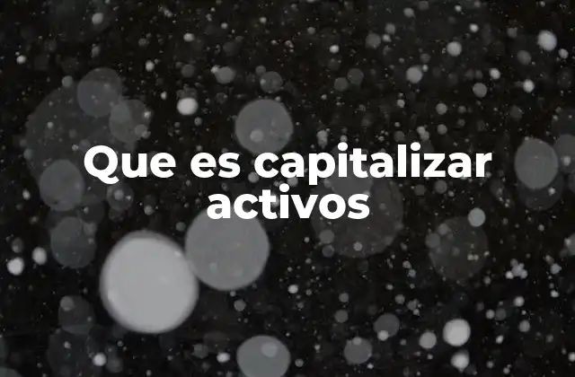 Que es Capitalizar Activos