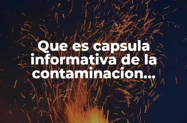 Que es Capsula Informativa de la Contaminacion Ambiental