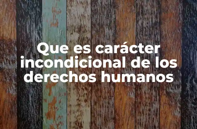 Que es Carácter Incondicional de los Derechos Humanos