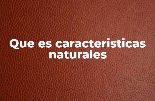 Que es Caracteristicas Naturales