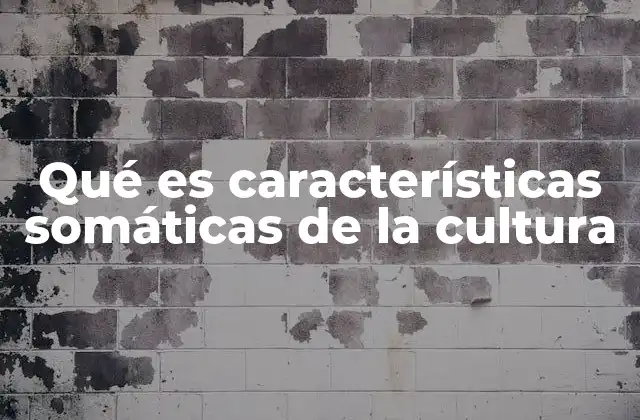Qué es Características Somáticas de la Cultura
