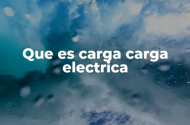 Que es Carga Carga Electrica