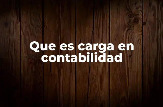 Que es Carga en Contabilidad